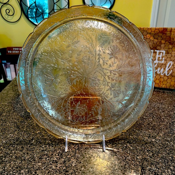 Vintage Louisa Gold Iridescent Platter / Cake Server Sz 13 5/8” - Picture 1 of 9